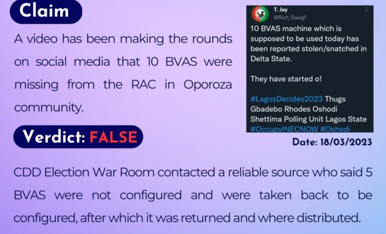 A video has been making the rounds on social media that 10 BVAS were missing from the RAC in Oporoza community.