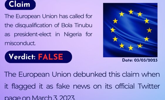 The European Union has called for the disqualification of Bola Tinubu as president-elect in Nigeria for misconduct.  