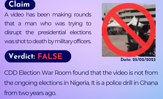 A vdeo has been making rounds that a man who was trying to disrupt the presidential elections was shot to death by military officers