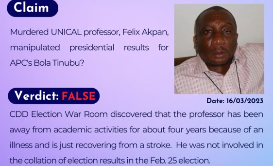 Murdered UNICAL professor, Felix Akpan manipulated presidential results for APC's Bola Tinubu?