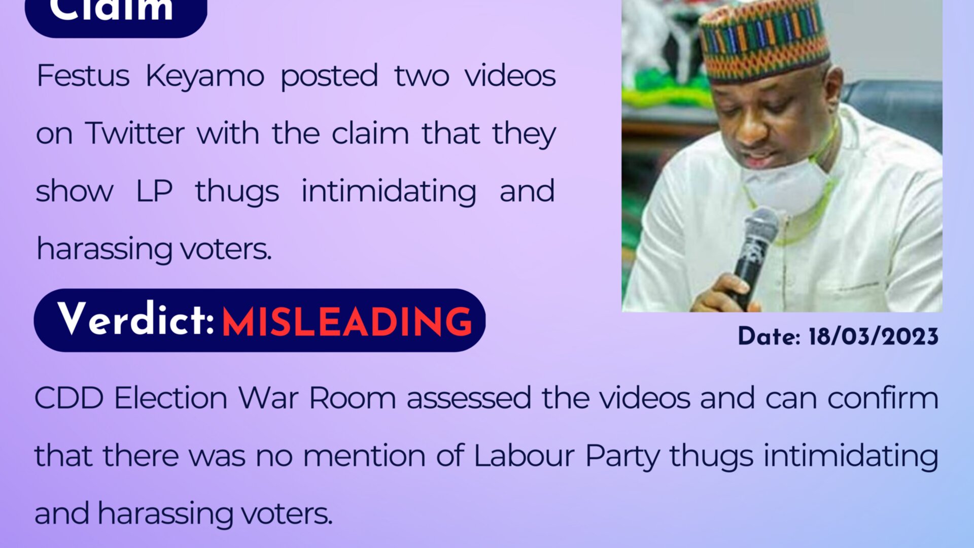 Festus Keyamo posted two videos on Twitter with the claim that they show LP  thugs intimidating and harassing voters.